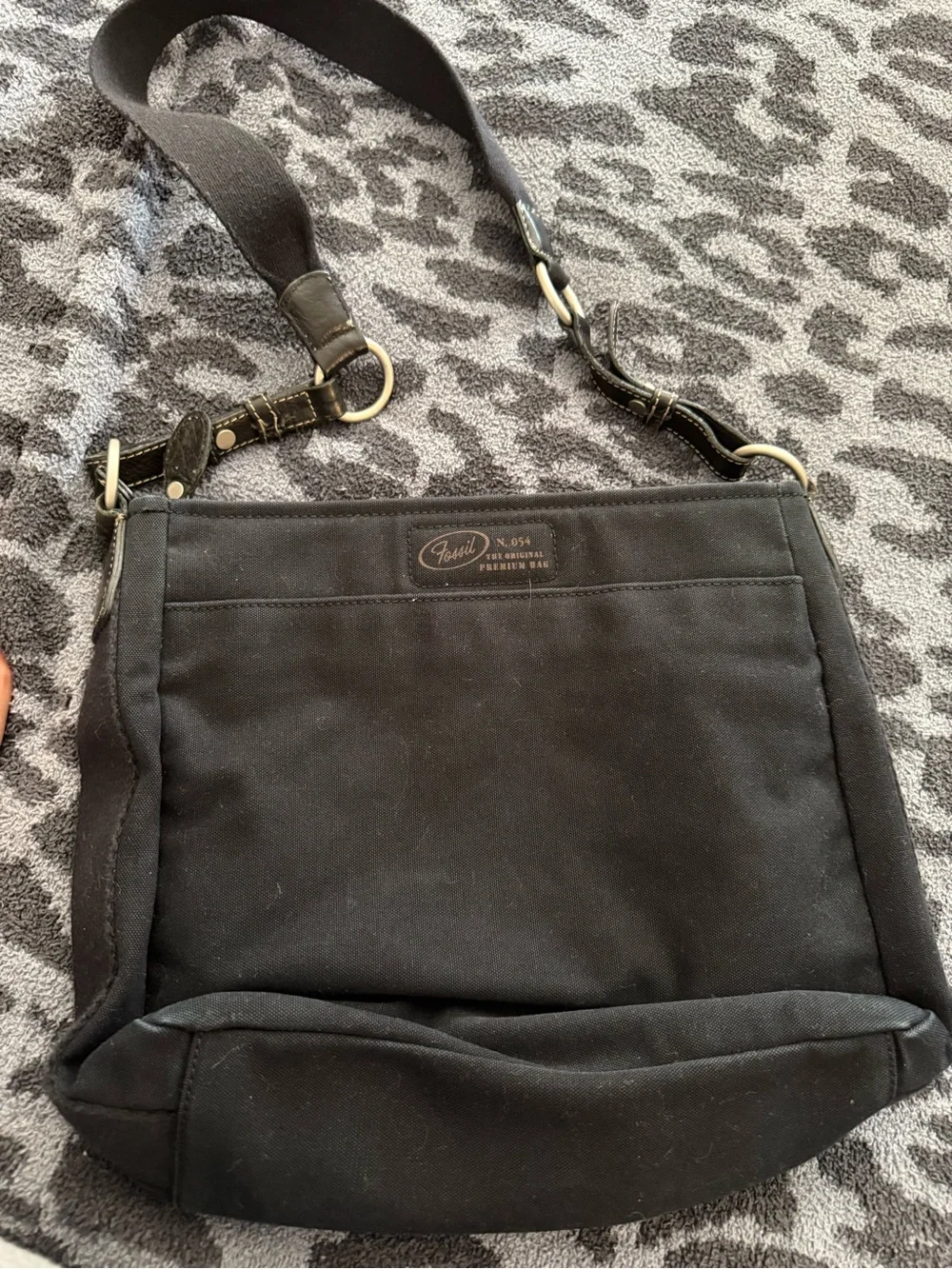 Fossil Black Interior Canvas Crossbody